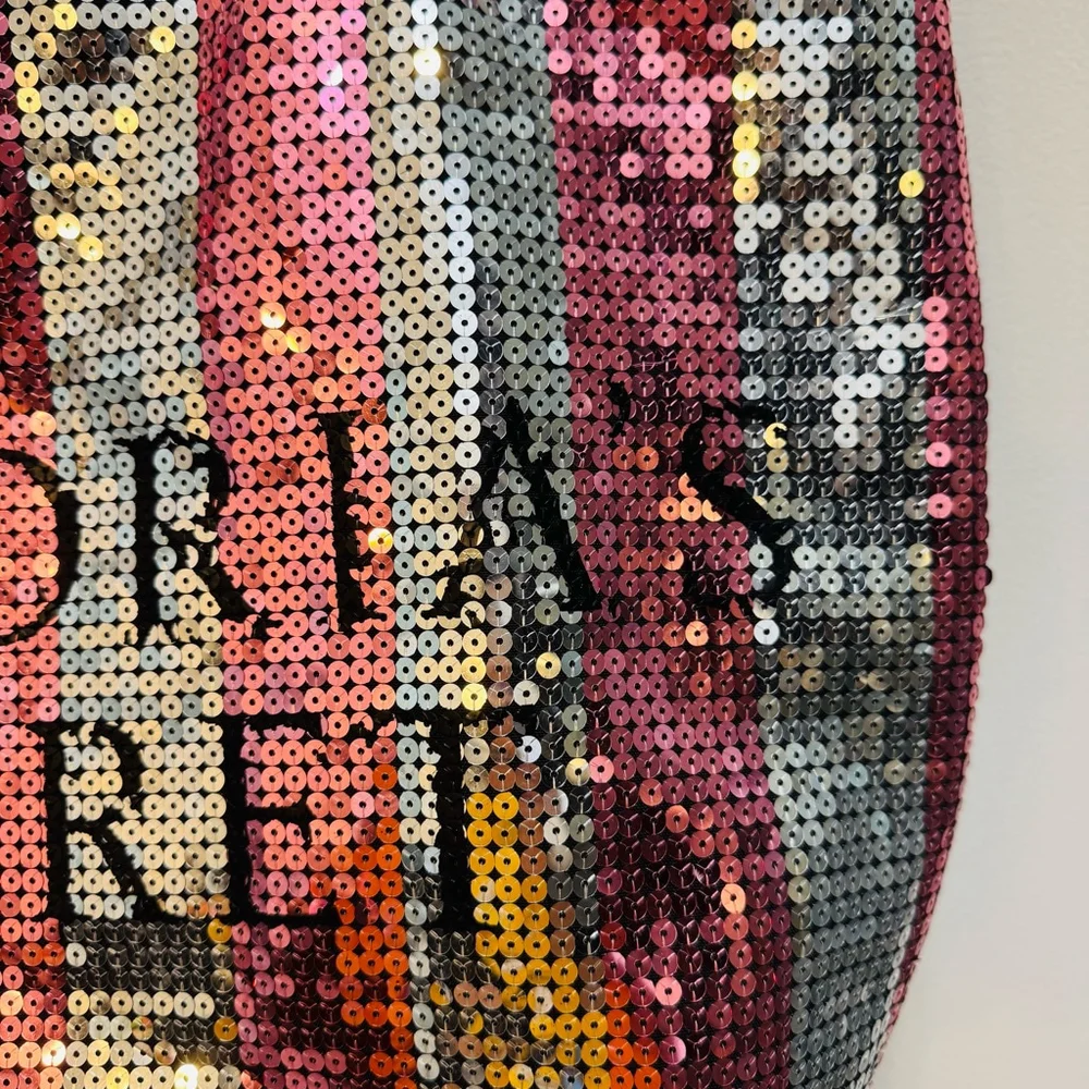 Victoria's Secret Limited Edition Pink Silver Sequin Weekender Tote Bag One Size - Picture 5 of 7